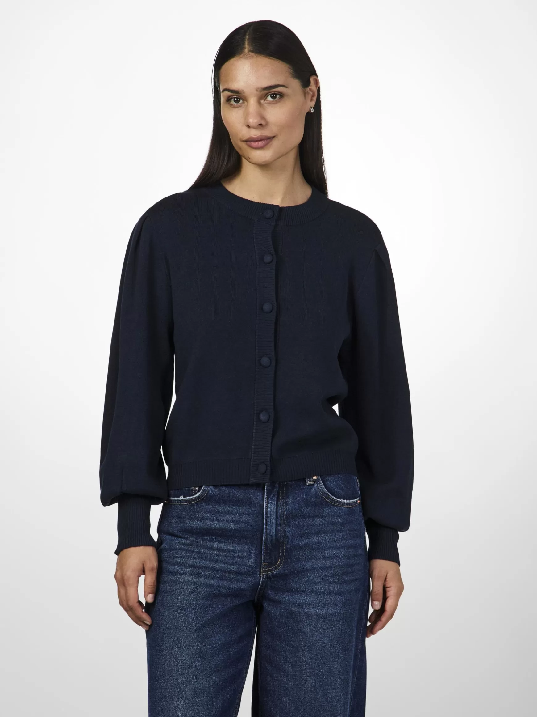 Store YAS FONNY STRIKKET CARDIGAN NavyBlazer
